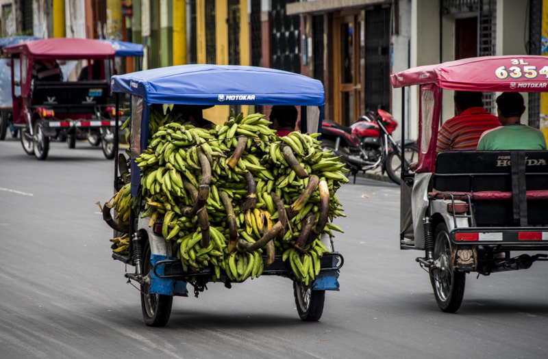 Mototaxis carry everything from people to bananas.