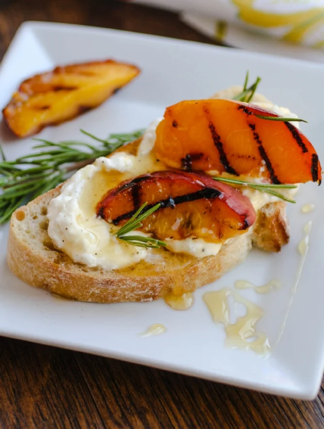 Rosemary Whipped Fetta with Grilled Peaches and Honey Image credit: Patricia, Grab a Plate