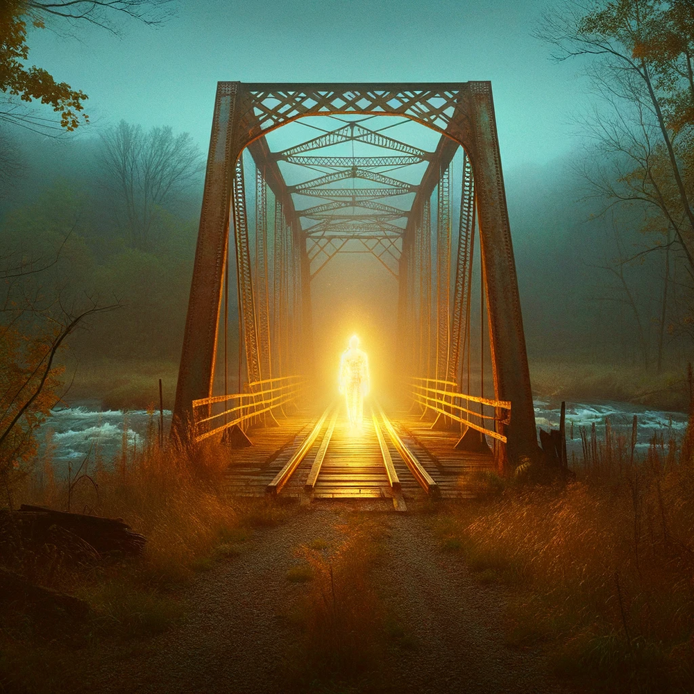 Confession Bridge Written Confession: The Golden Glowing Figure Across the Abandoned ...