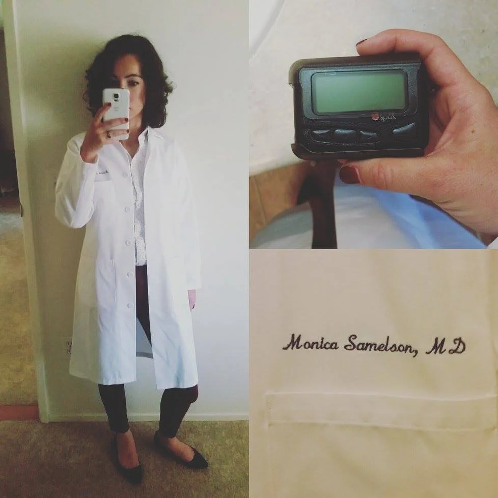 Here's me on my first day of orientation. I think I wore this white coat less than a dozen times this year.