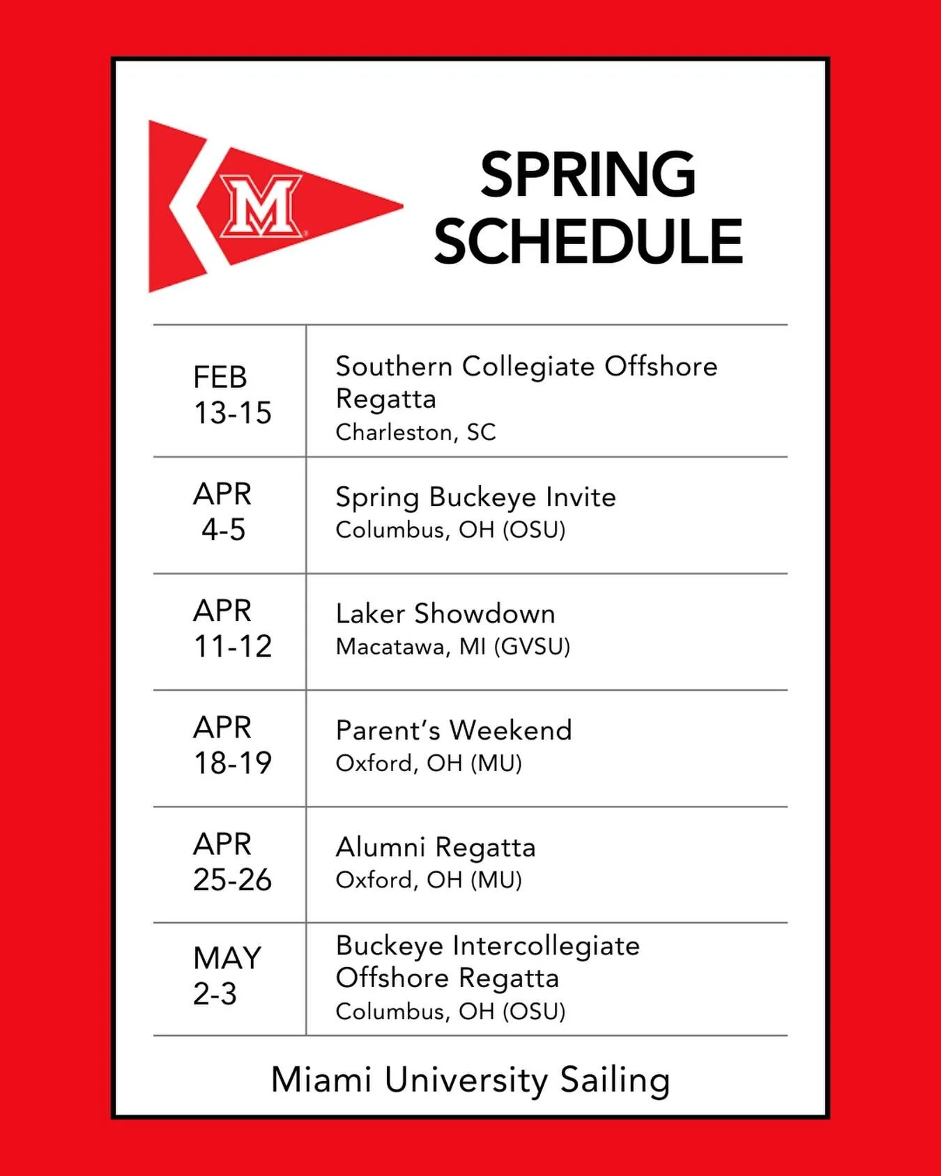 The Spring 2026 schedule is here! We are looking forward to a great semester!