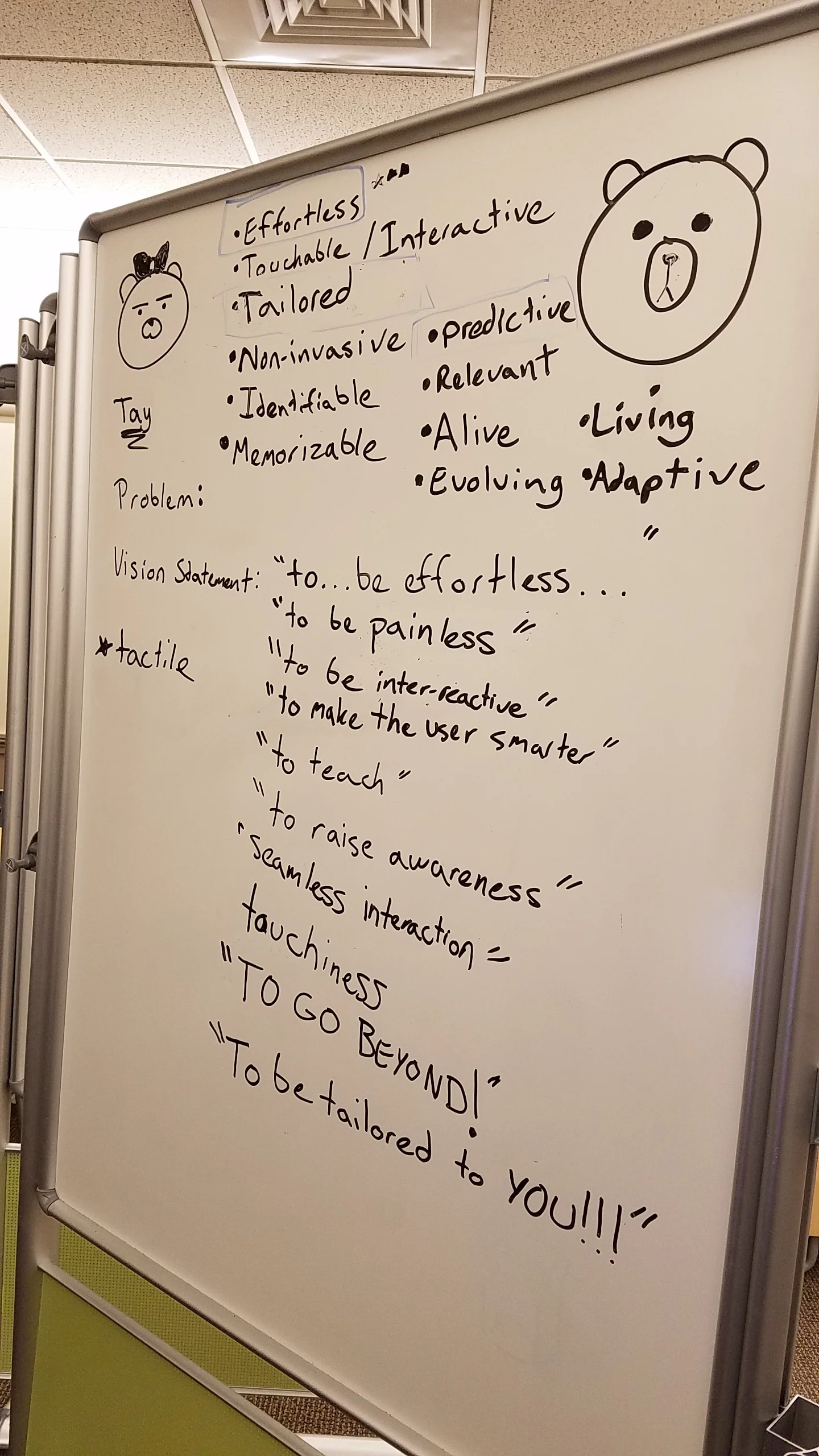 Brainstorming session for our Problem &amp; Vision Statement.