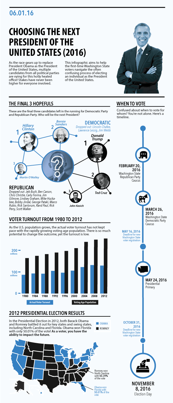 Final infographic for "Choosing the Next President of the United States (2016)".