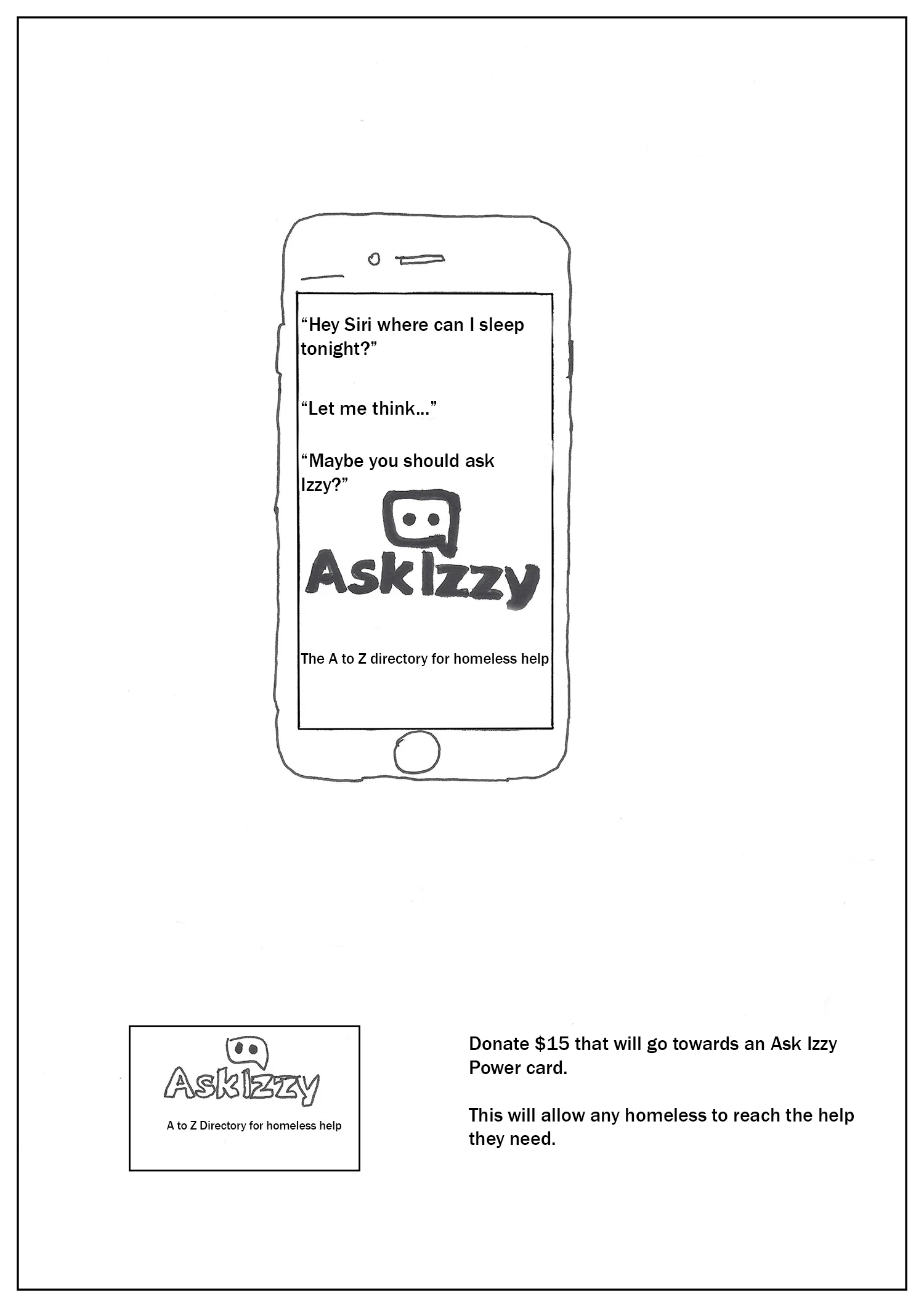  Client: Ask Izzy  Product: askizzy.org.a is a free online directory for homeless and near homeless Australians that use location-based services to identify nearby resources  Media: Print  Target Audience: Primary audience: Readers of News Corp publi
