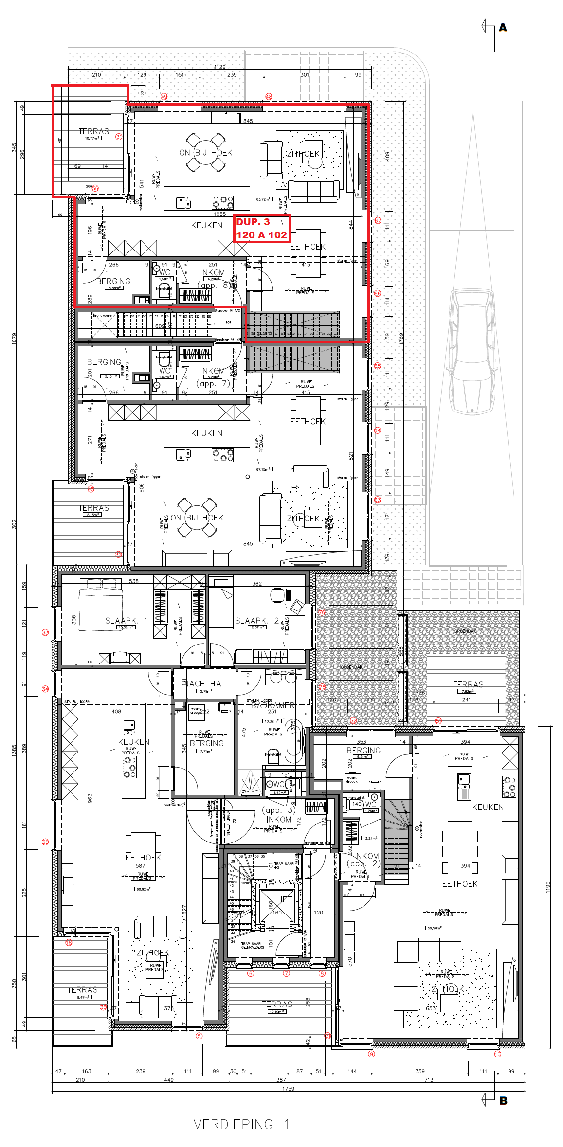 Duplex 3 120 A 102 Grondplan 1e verdieping.png
