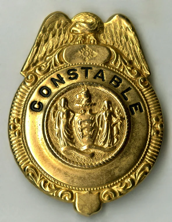 One of the most fascinating items received on a "digitization day" came from Betty Atkinson, whose husband, Herschel Atkinson, Jr., was a former Upper Arlington mayor. In addition to his mayoral badge, she brought in this badge from when he was a constable in the Village of UA. (Courtesy of UA Archives.)