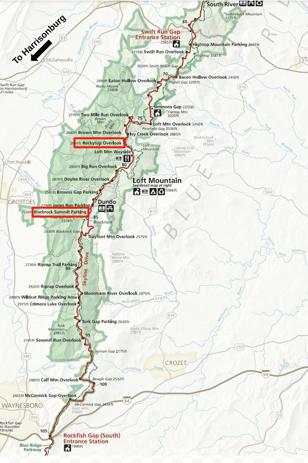 Skyline Drive Map