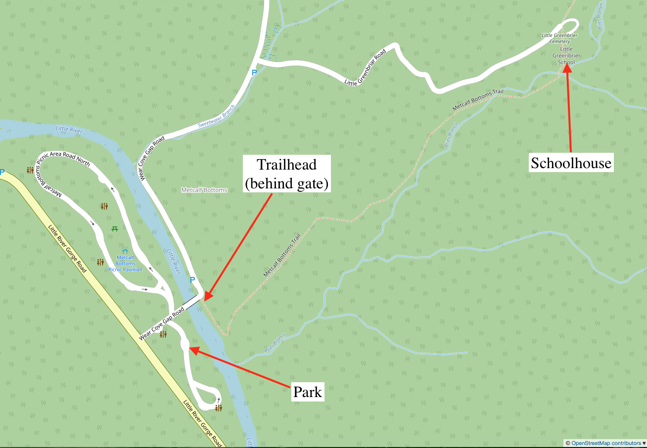 Metcalf Bottoms Picnic Area and Trailhead to Schoolhouse