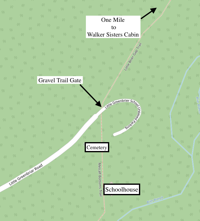 Trailhead from Schoolhouse to Walker Sisters Cabin