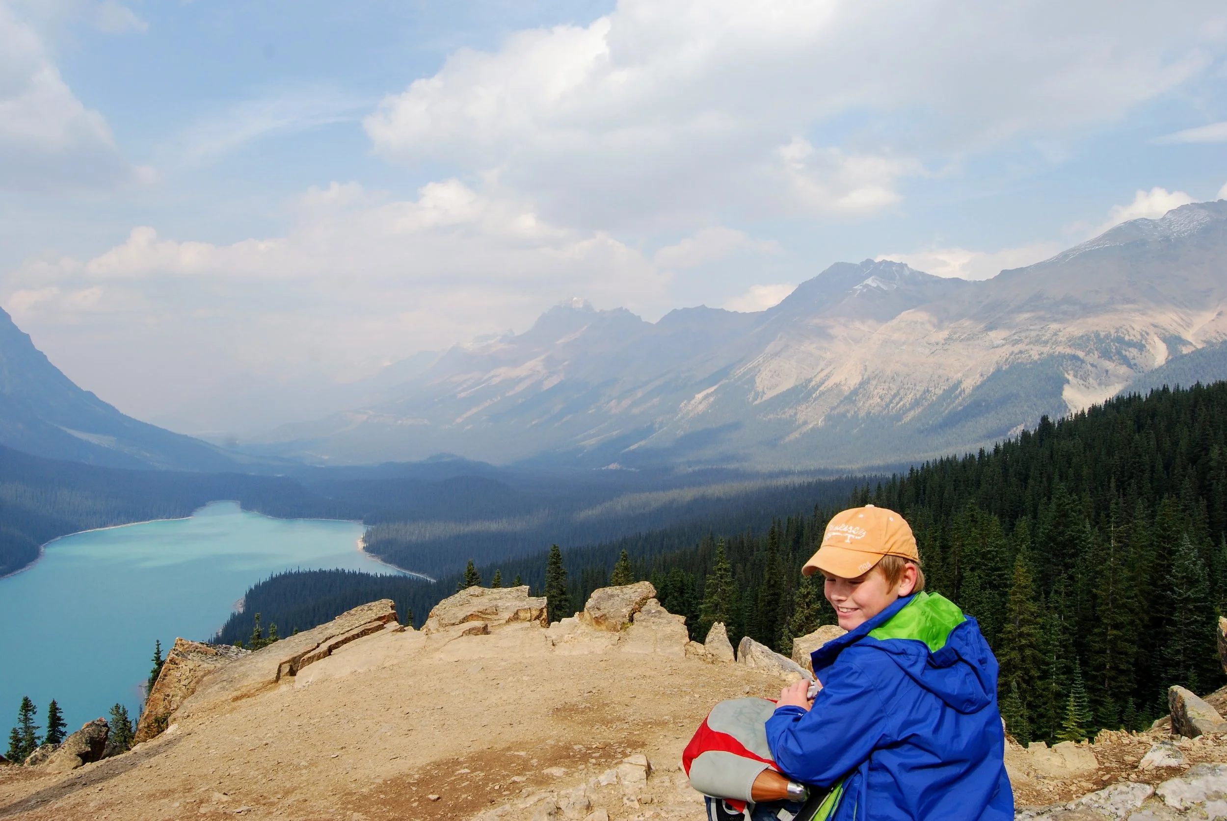 The Osprey and my nephew overlooking Peyto Lake in Banff National Park. 