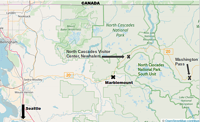north cascade mountains map