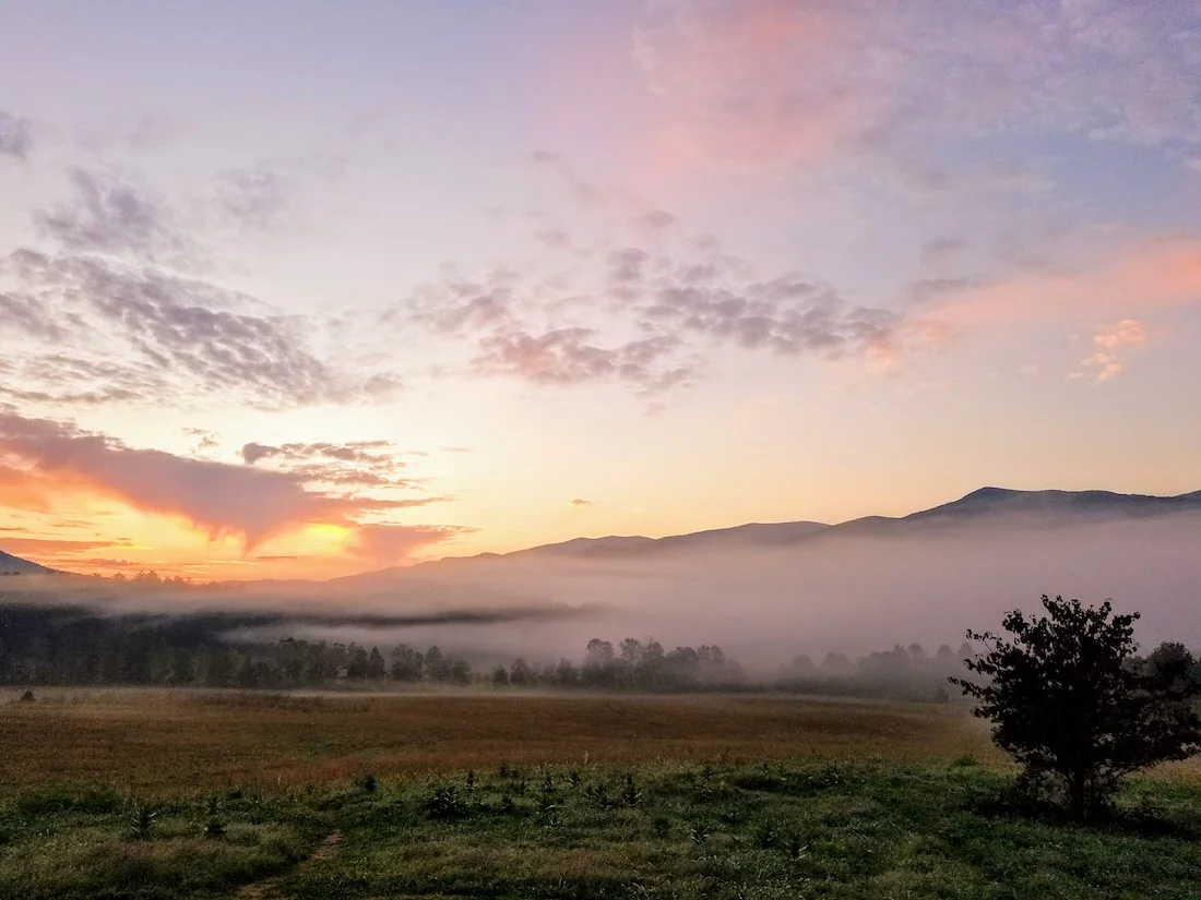 Sunrise at Cades Cove in Great Smoky Mountains National Park