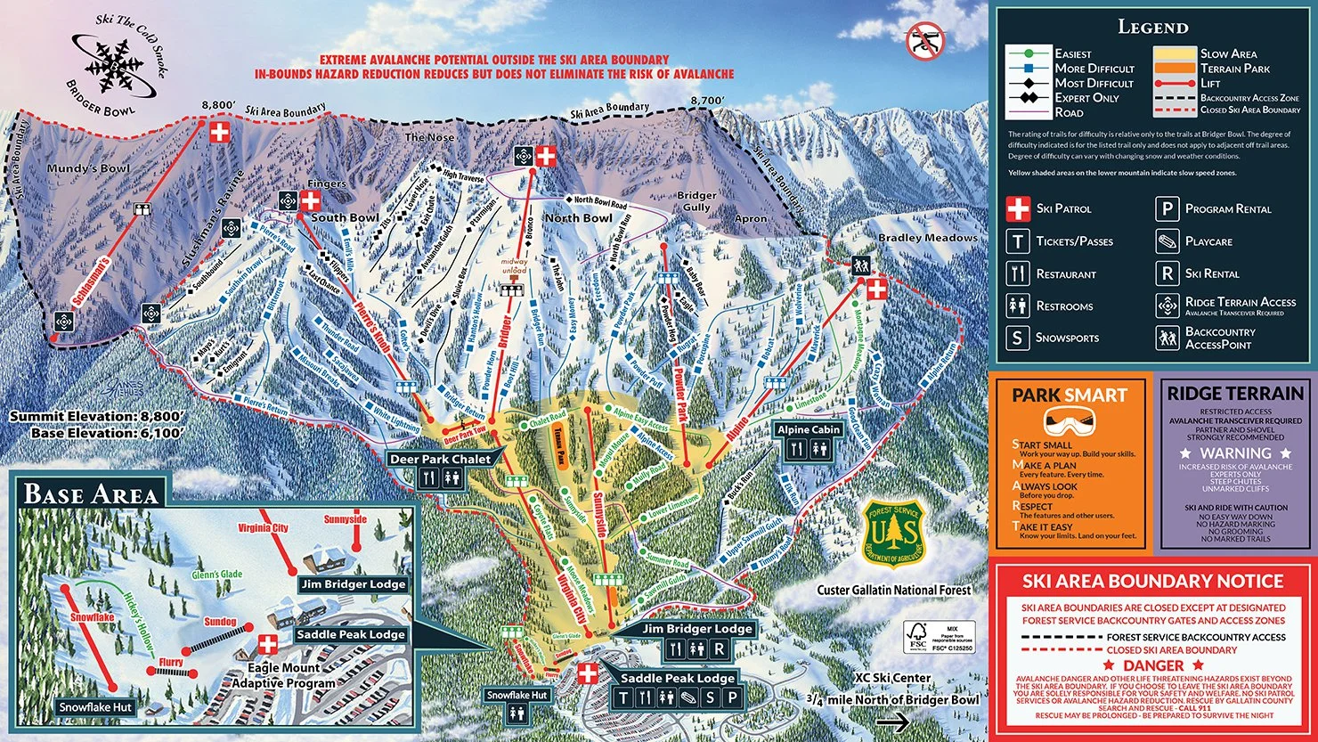 Click to enlarge trail map. Courtesy of www.bridgerbowl.com.