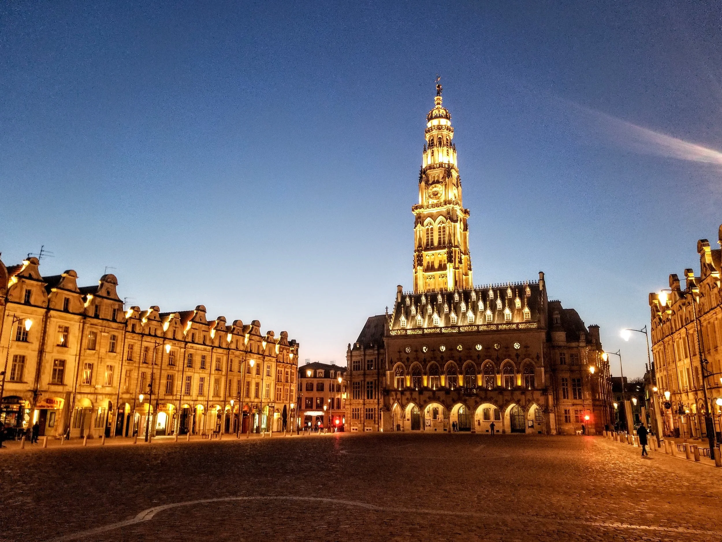One of 2 town squares in Arras. In the summer, this square is packed with tables and people. In March, not so much. But still beautiful.