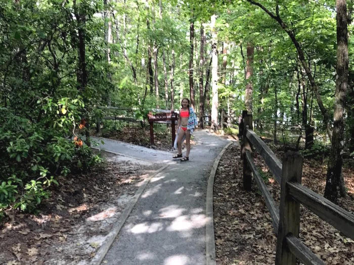 The walkway to the walk-in camp sites