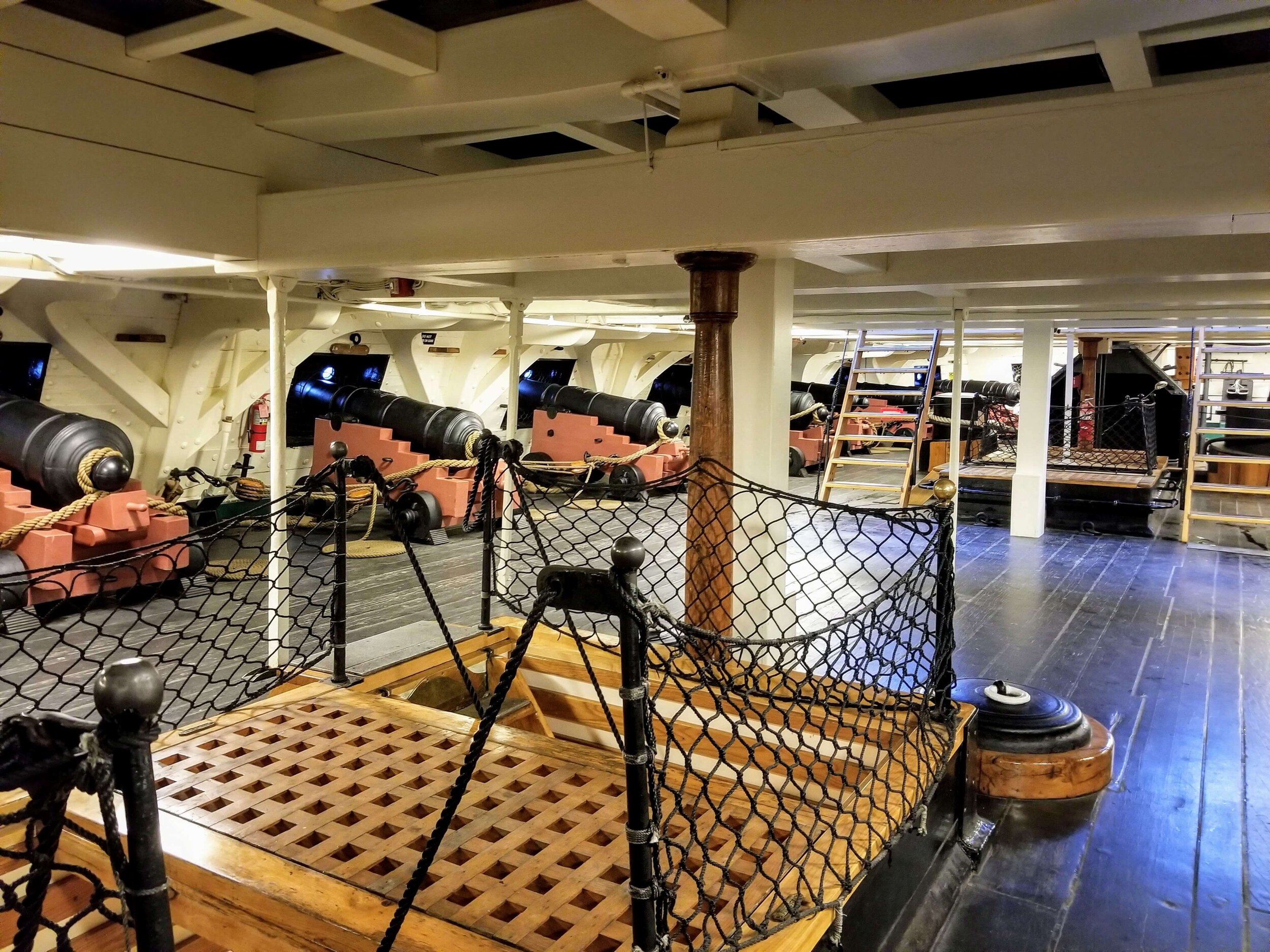  The gun deck of the USS Constitution, she is undefeated in battle, capturing several British ships during the War of 1812 