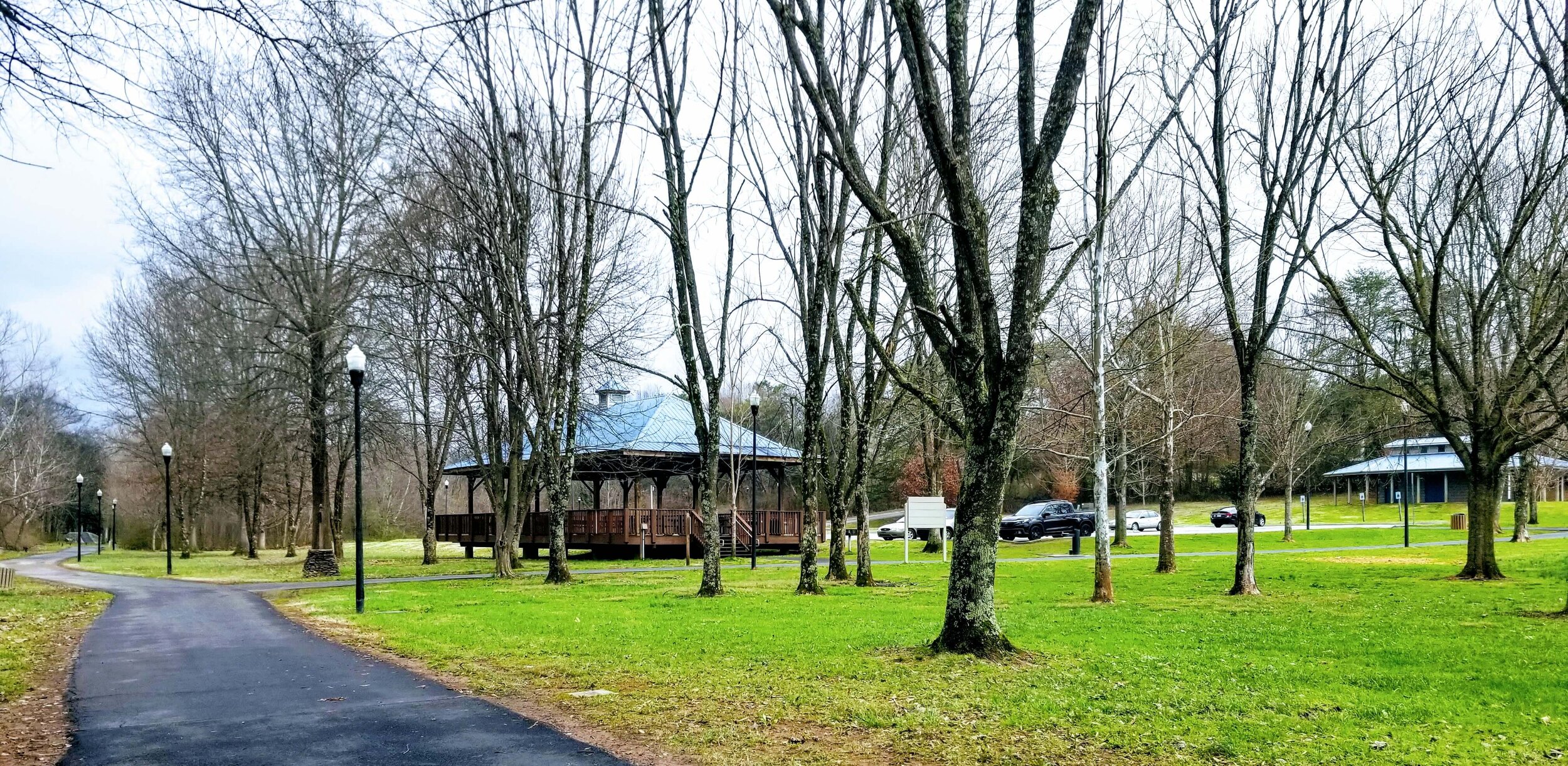 Picnic pavilion and bathrooms in Pearson Springs Park