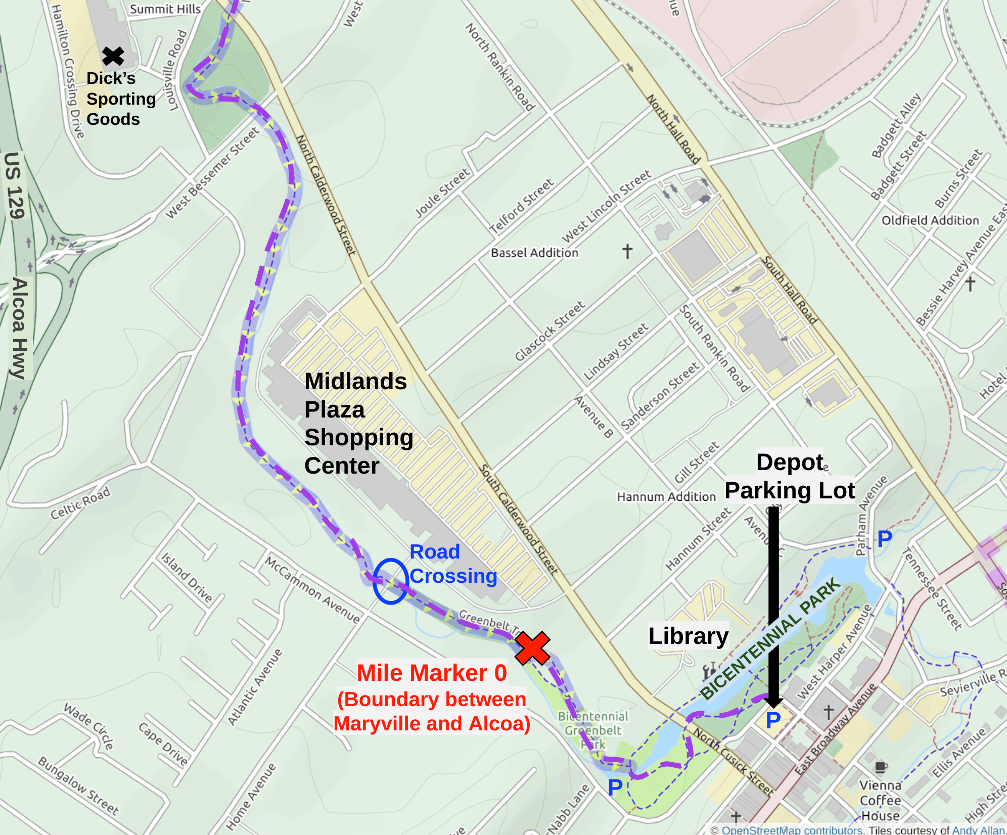 Your Guide To The Maryville Alcoa - Map Maryville Alcoa Greenway Section 1