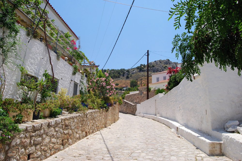Miaouli Street as you go away from the waterfront. It is very pretty but also a constant uphill.