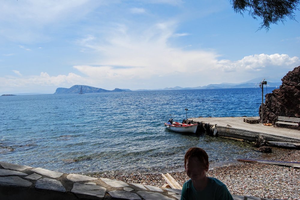 The dock where the water taxi picks up in Vlychos