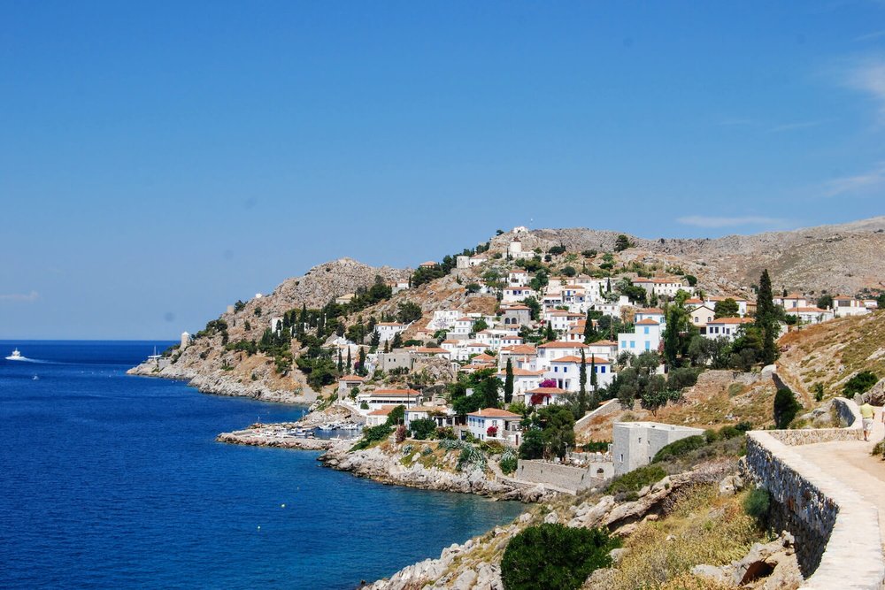 The village of Kamini as seen from the coastal path on Hydra.