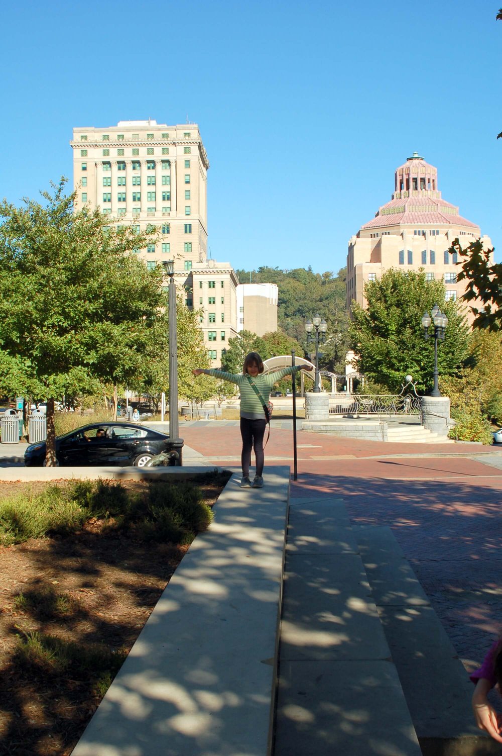 Walking around downtown Asheville with kids.