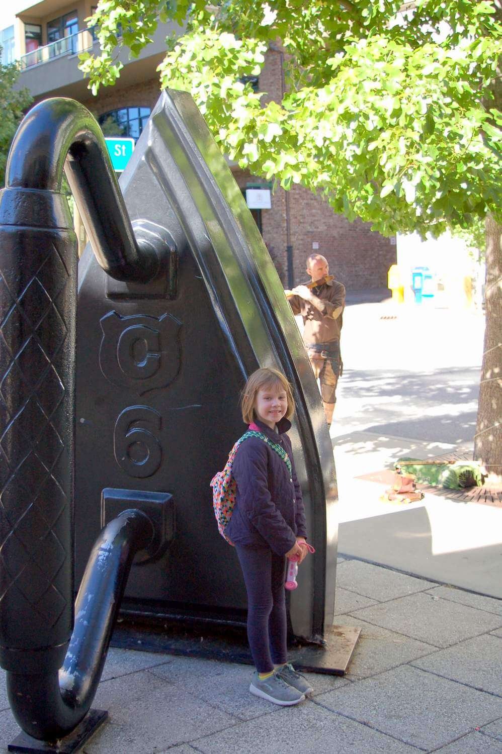The kids loved all the cool sculptures found around Asheville. 