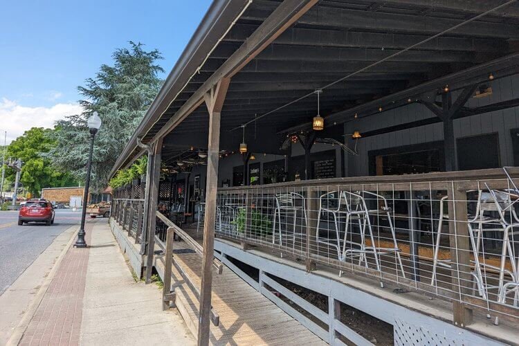 The inviting porch of Anthony's in downtown Bryson City