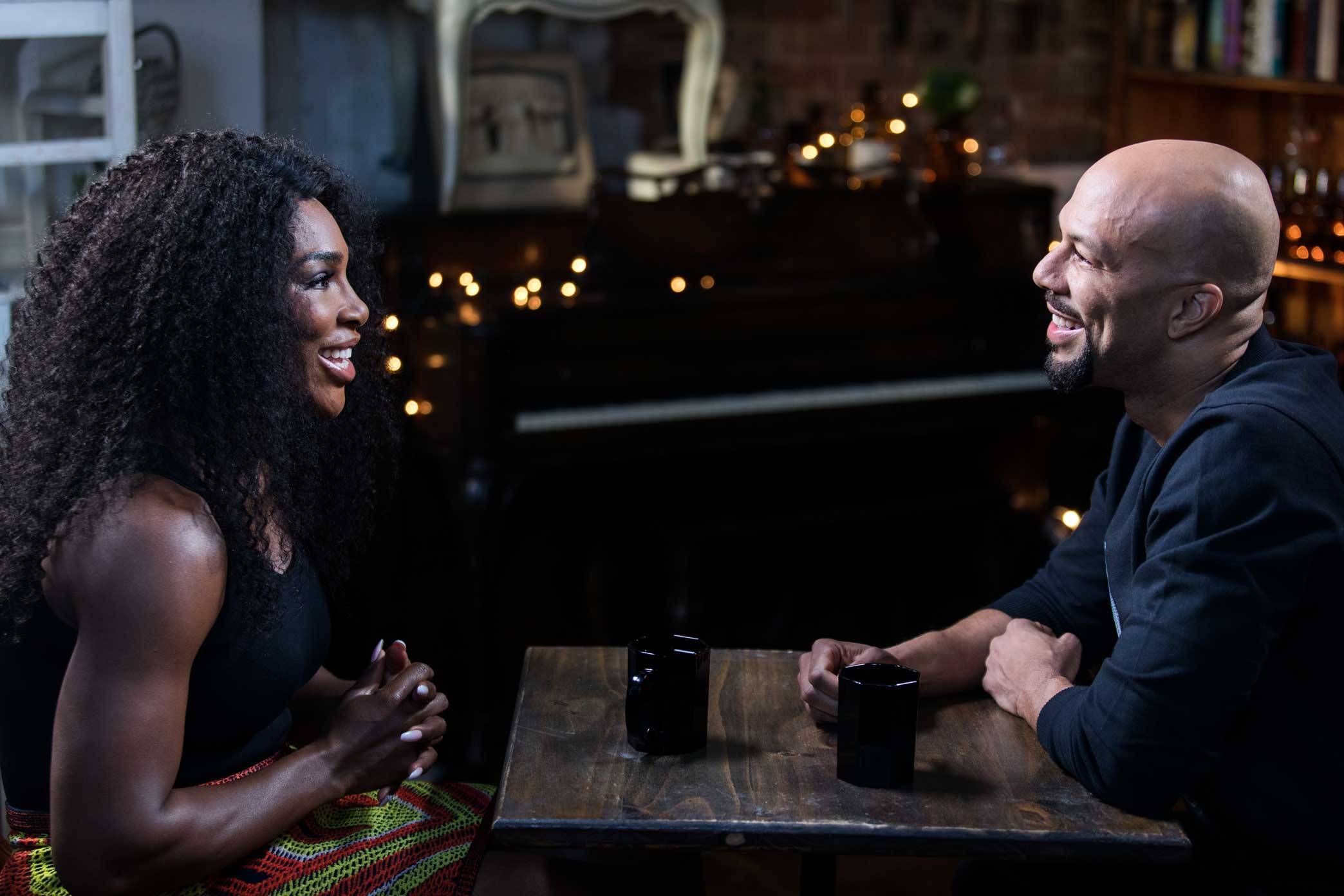  Rapper, actor and activist Common interviewed Serena Williams for The Undefeated at Urban Vintage cafe in Clinton Hill Brooklyn, New York. 