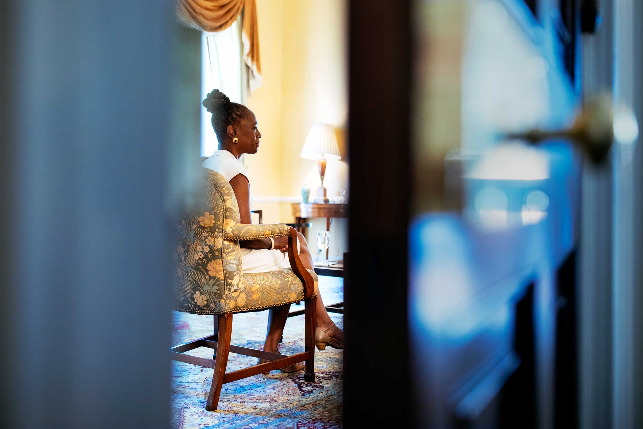  First Lady of New York City, Chirlane McCray, in the Peach room at Gracie Mansion. Ms. McCray created ThriveNYC, the most comprehensive mental health plan of any city or state in the nation, and she is recognized nationally as a powerful champion fo