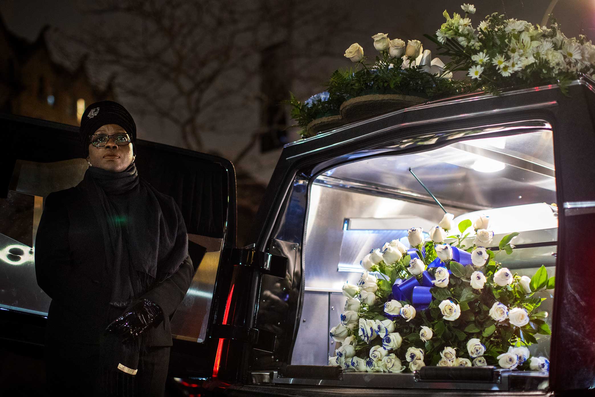 Erica Garner’s coffin outside the First Corinthian Baptist Church in Harlem.
