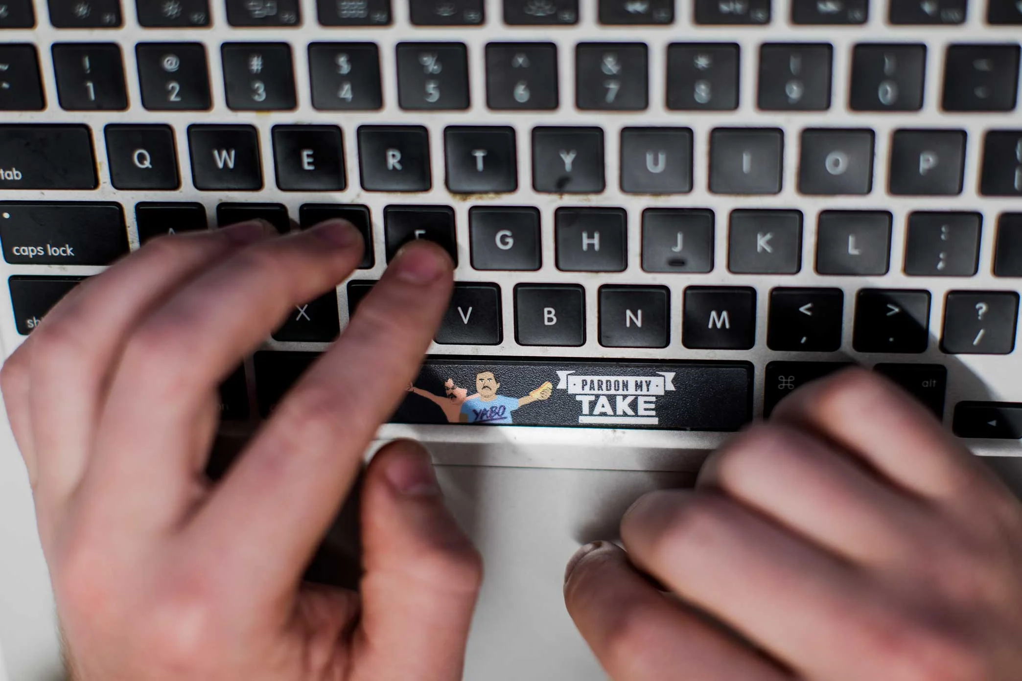 "Pardon My Take" sticker on PFT Commenter's computer.
