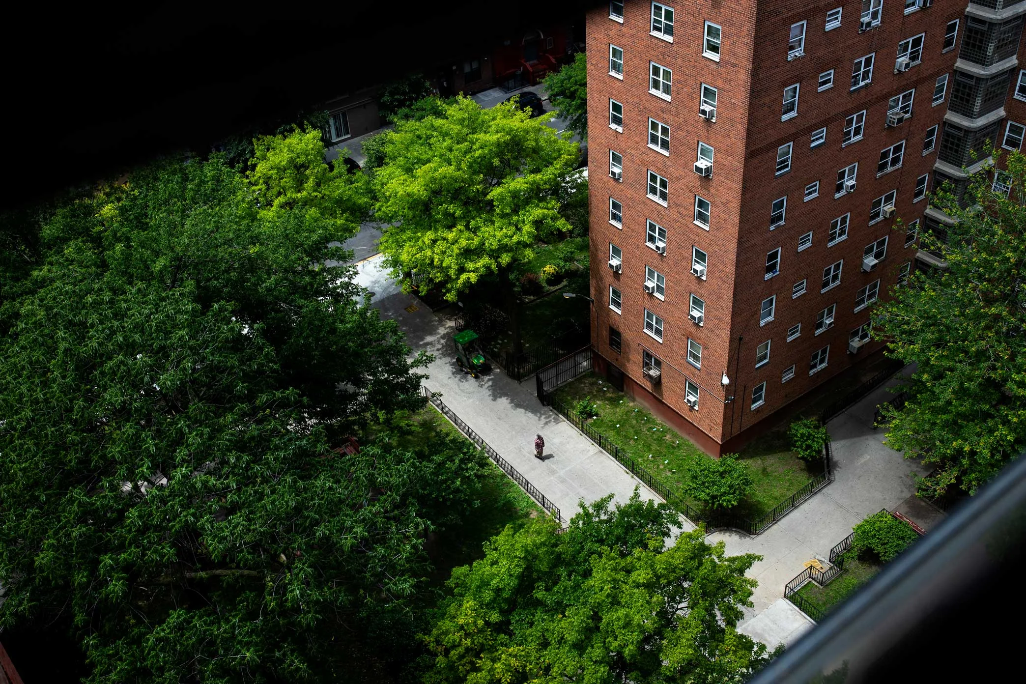 The view from the Ramirezes’ apartment to the NYCHA complex below; negligent repairs have plagued the family for nearly a decade.