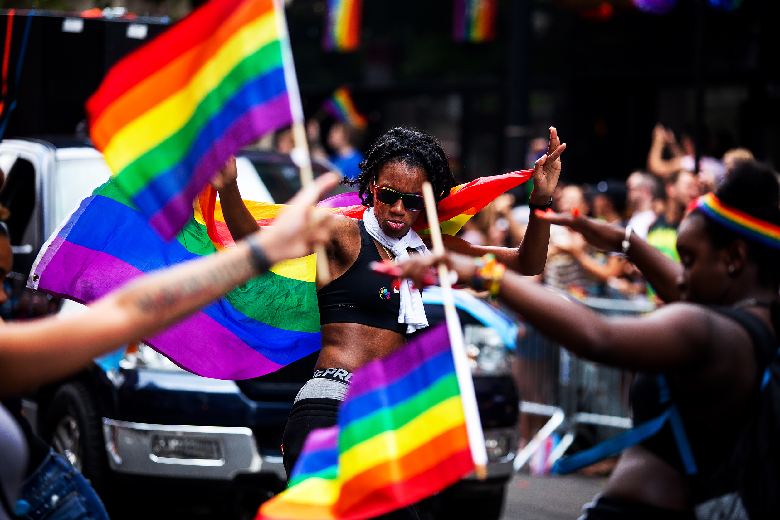  Thousands danced and marched in New York's 49th annual gay pride parade in Manhattan, New York June 24, 2018. The first Pride March in 1970 was a civil rights protest in defense of sexual freedom. Over the years, folks identifying as gay, lesbian, b