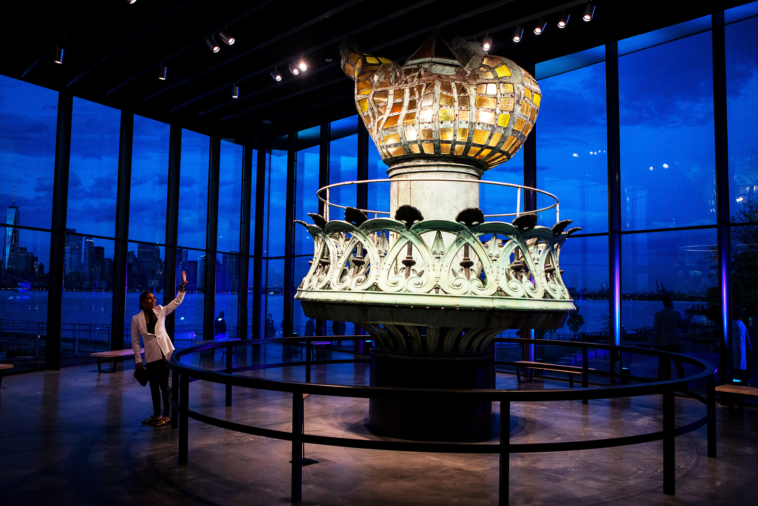  The original torch on display at the Statue of Liberty Museum on Liberty Island in New York, U.S.. The event feature keynote address from Oprah Winfrey and performances by Gloria Estefan and Tony Bennett. 