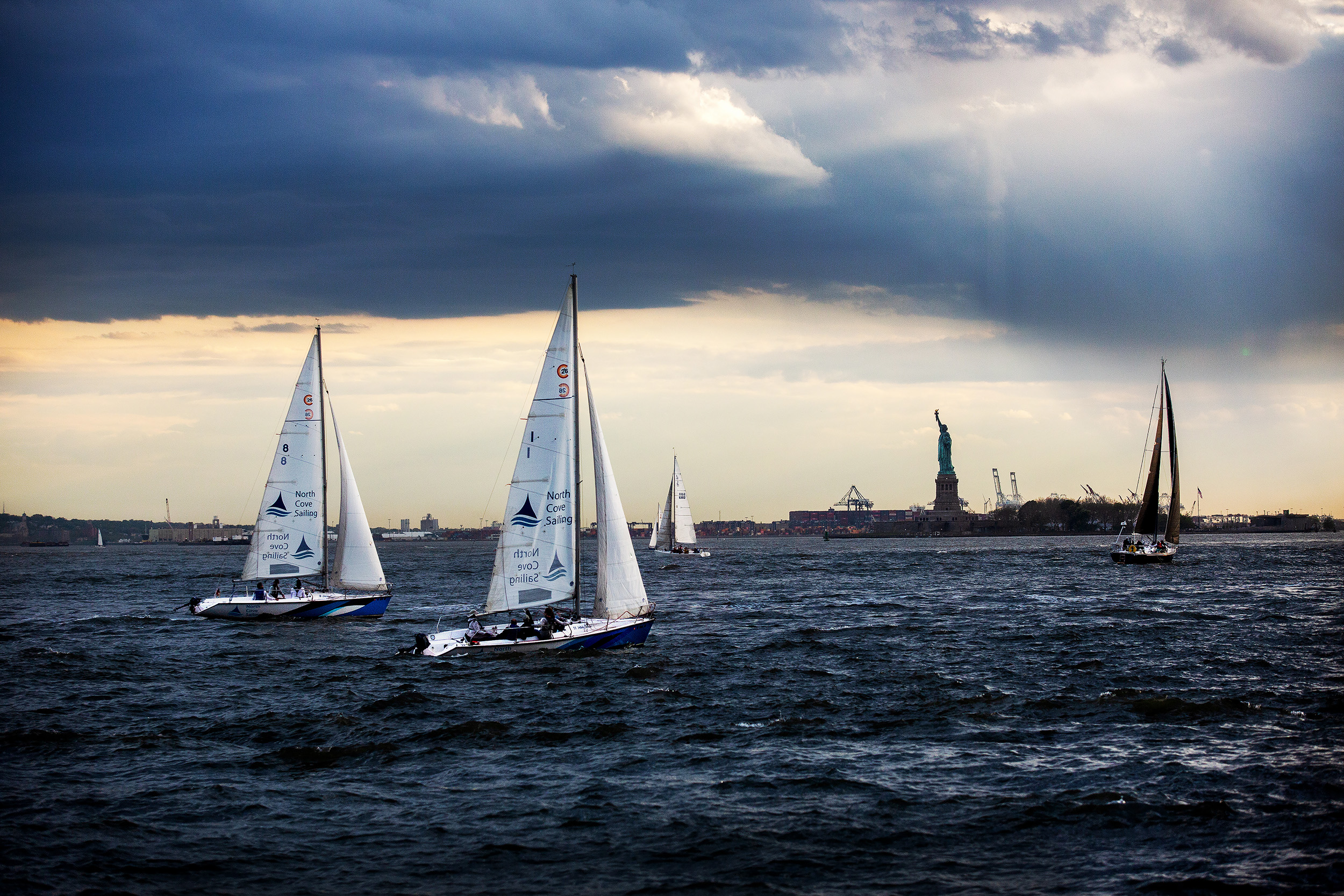  Sailors enjoy the view of the Statue of Liberty in New York, U.S.. 