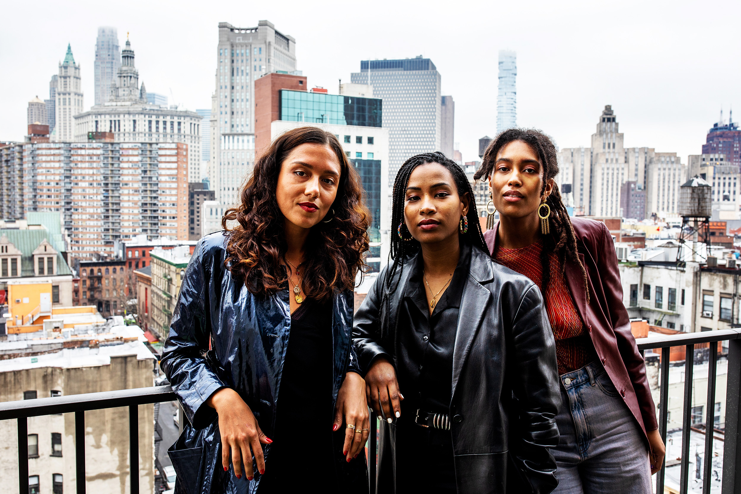  Left to right: Founders of CHROMA, June Canedo, Ladin Awad, and Sienna Fekete in Manhattan, New York. CHROMA is a cross-disciplinary creative studio with intentions to diversify creative industries. 