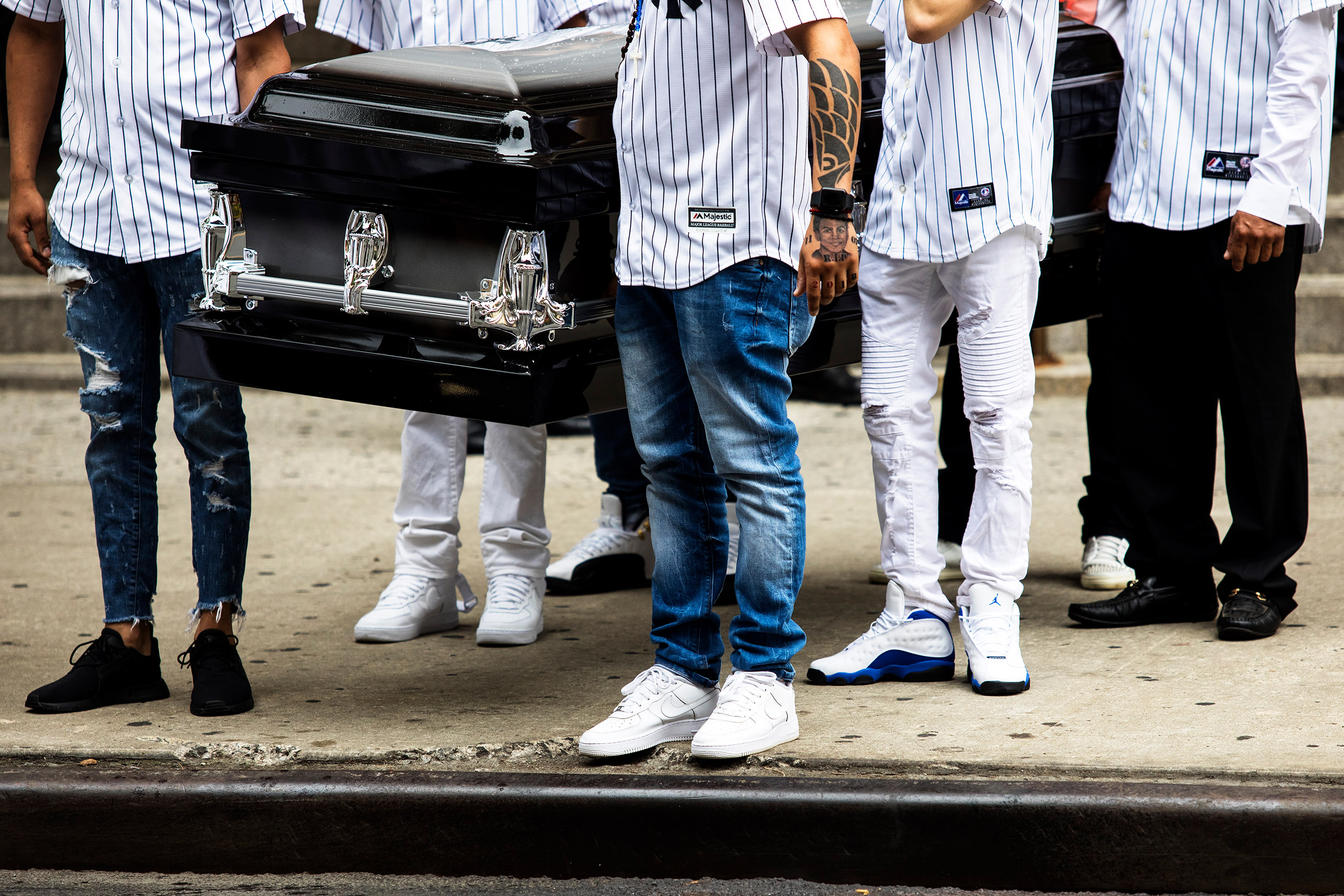  Mourning Lesandro Guzman-Feliz.  Bronx, New York.  15-year-old Lesandro Guzman-Feliz was killed by members of the Dominican gang Trinitarios in the Belmont neighborhood of the Bronx. The death occurred in a case of mistaken identity. Public outrage 