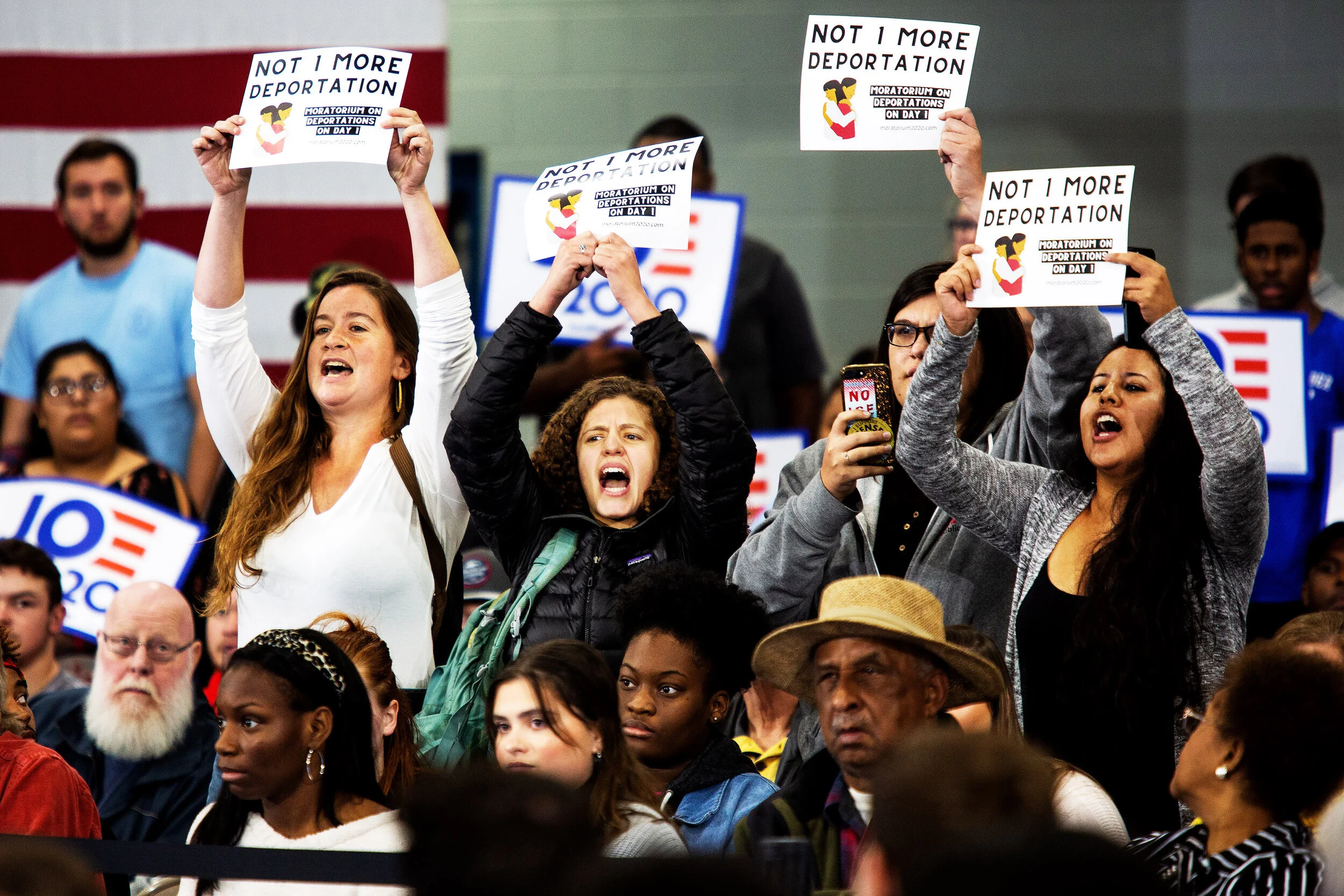  Democratic candidate, Vice President Joe Biden, is interrupted by protesters during his town hall at Lander University in Greenwood, South Carolina.  