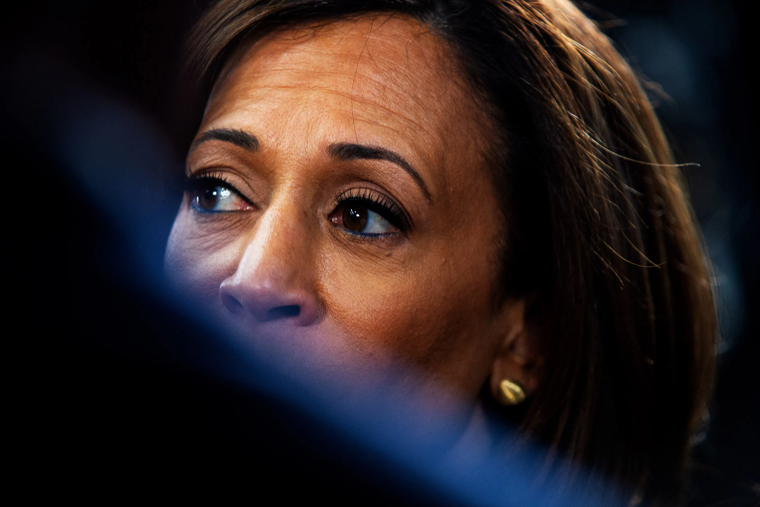  Kamala Harris sits down for an interview with MSNBC Chris Mathews in the media center after the Democratic presidential debate in Atlanta, Ga. 