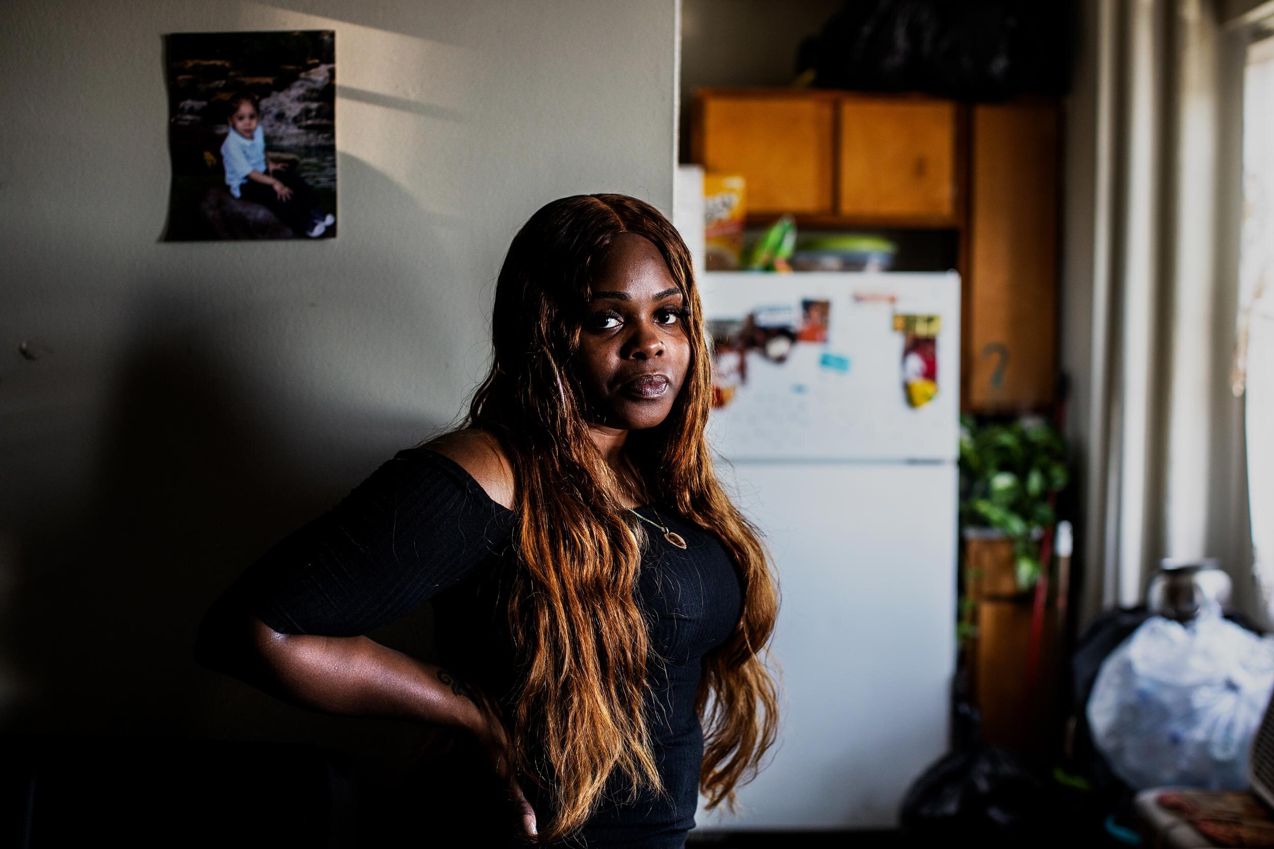  Olivia Callander at her home in Brownsville Brooklyn, New York. Olivia Callander, 15-month-old daughter, Layla Briggs, was killed by her father in a murder-suicide last year. 