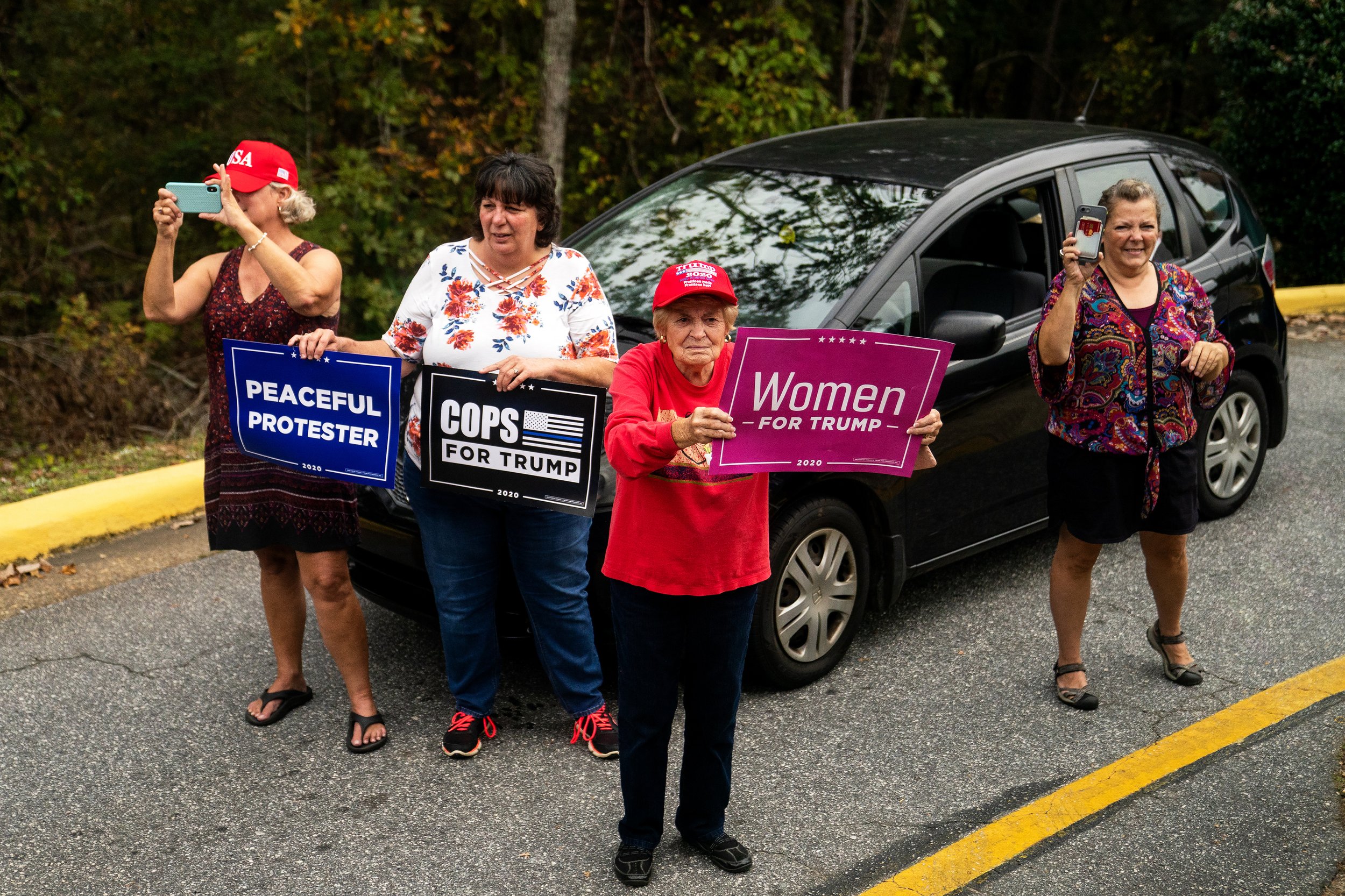  Trump supporters along the motorcade route of Former Vice President and presidential nominee Joe Biden in Warm Springs, Georgia. 