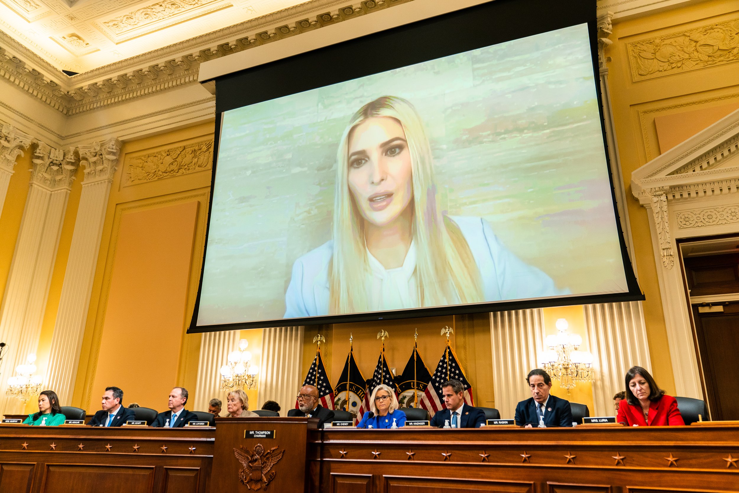  A video showing former White House Advisor Ivanka Trump is shown at the House select committee investigating the Jan. 6 attack on the U.S. Capitol hearing.  