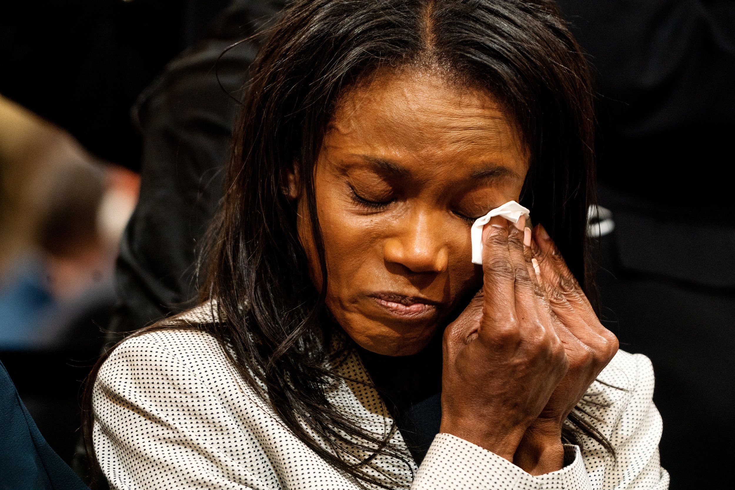  Serena Liebengood, widow of Capitol Police officer Howie Liebengood, cries during the showing of video of the Jan. 6 attack on the US Capitol during the hearing of the House select committee investigating the Jan. 6 attack on the U.S. Capitol. 