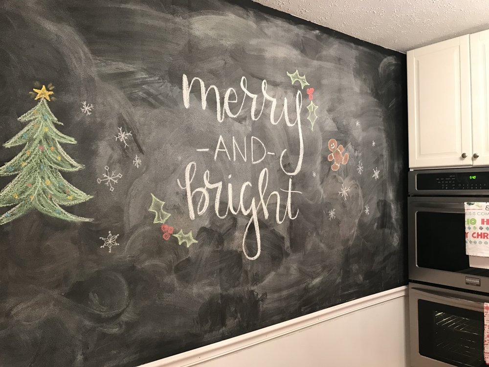 holiday chalk board wall