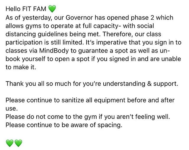 Just keeping the fam updated on the latest 💚 .

Due to social distancing requirements; not much has changed for us. Thank you all for your continuous support and high level of understanding. We appreciate you so, so much 💚 .

#fitfam #thibod #thibo