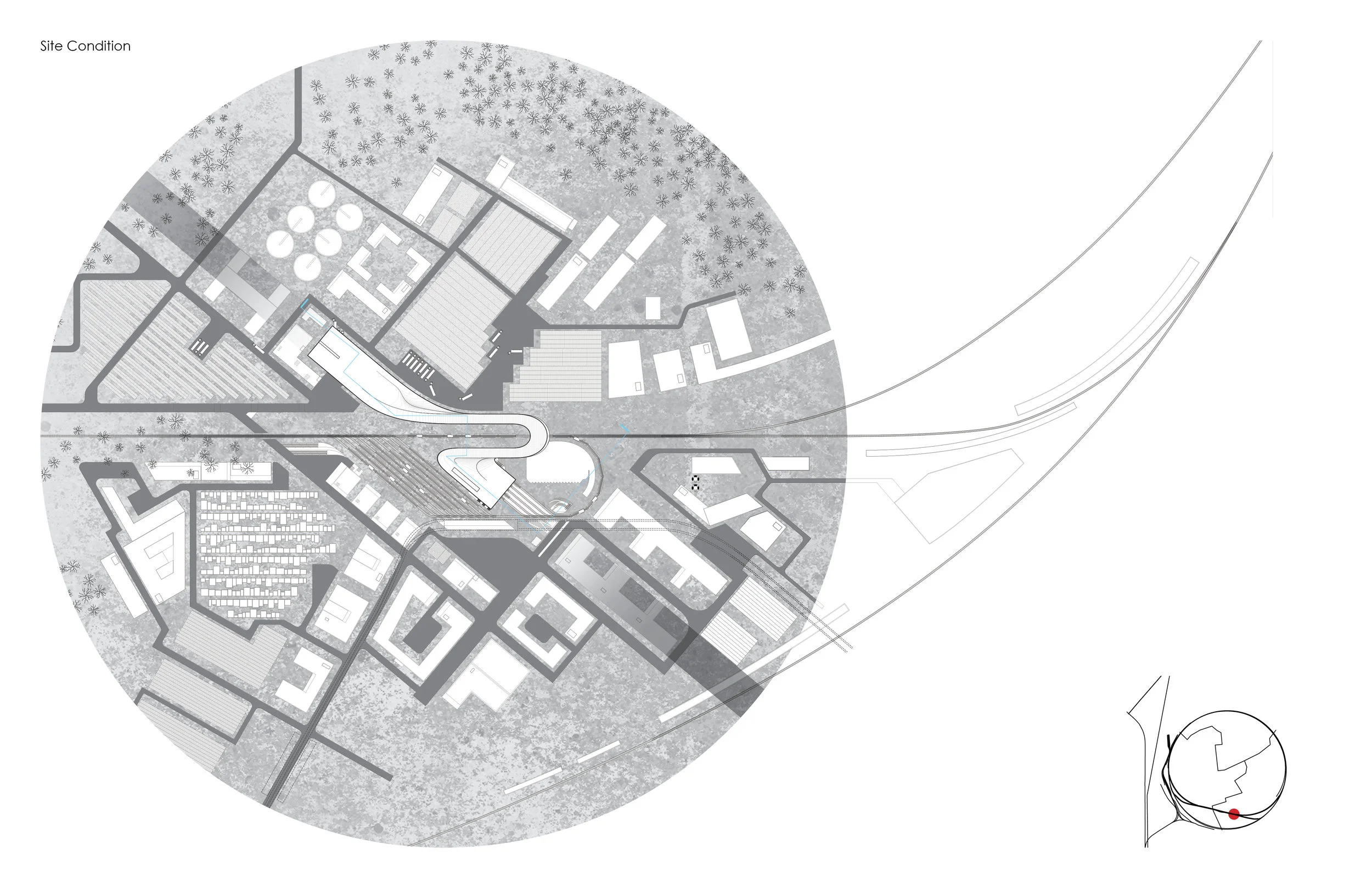 Reconnect the two urban fabric seperated by the tracks.