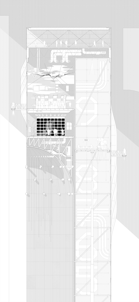 Detailed section, animated