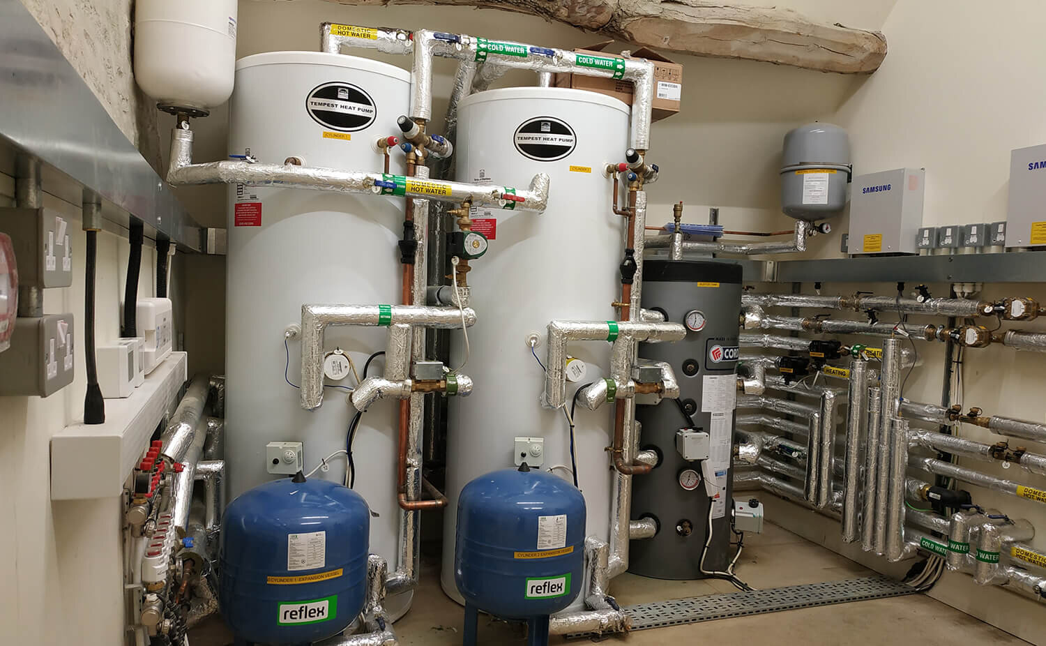 Tempest Heat Pump Hot Water Cylinders installed at Caswell House