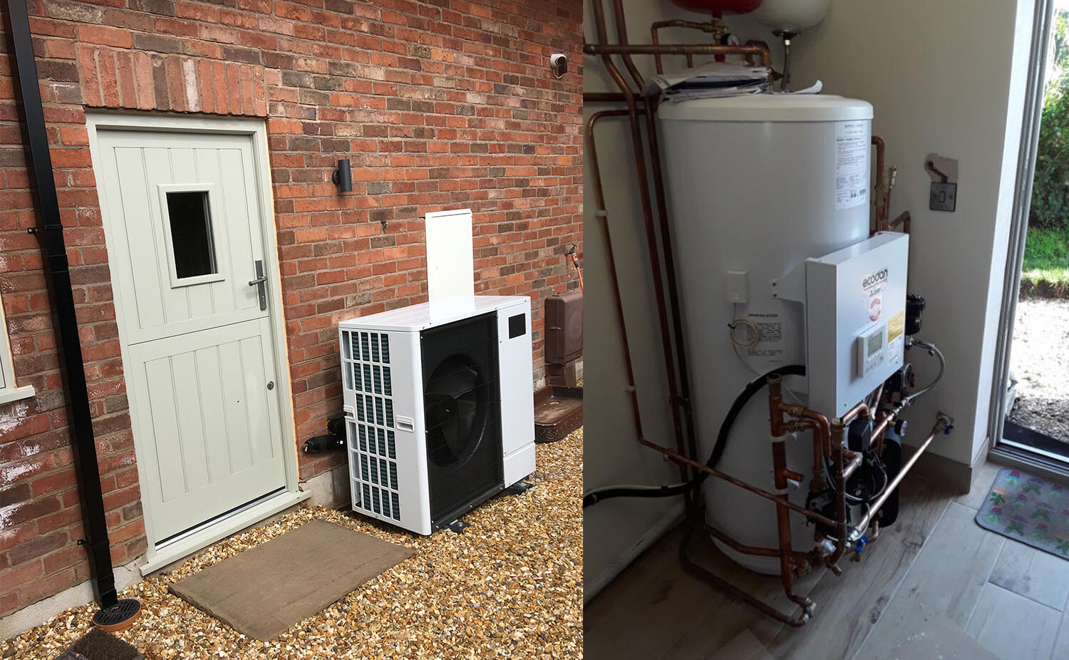 Installed Ecodan Air Source Heat Pump and Hot Water Cylinder Cheshire